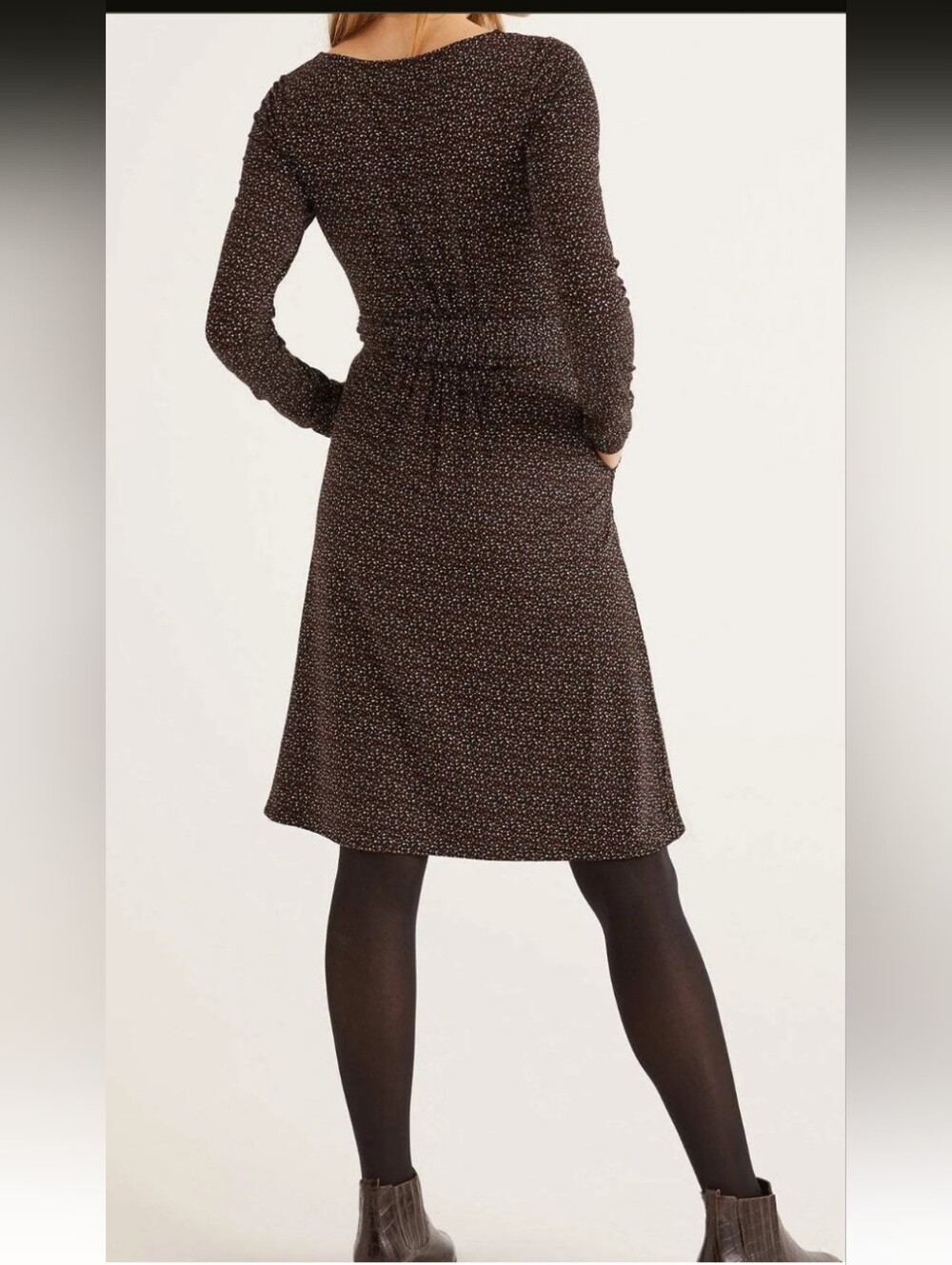 NWOT Boden Abigail Black Confetti Print Long Sleeve Jersey Dress, Size 8P - Picture 3 of 13